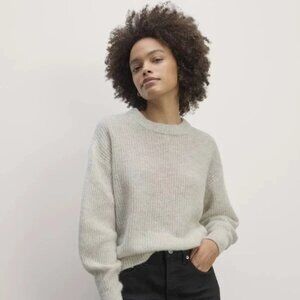 Everlane Alpaca Wool Blend Sweater Ribbed Crewneck Womens Small Light Grey Airy